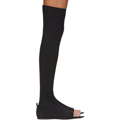 Jil Sander Black Stretch Material Pointed Toe Over-the-Knee Sock Boots EU 38.5
