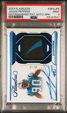 JULIUS PEPPERS 2023 FLAWLESS PANTHERS PATCH On Card AUTO /10 *Nasty PATCH* PSA 9