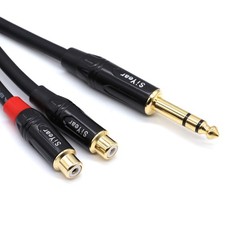 SiYear Dual RCA to 1/4" Cable 6.35mm 1/4 inch Male 5feet, 6.35M-2RCAF