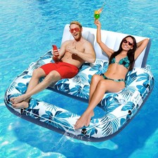 Pool Float Lounger Adult Inflatable Pool Floaties Rafts for 2 Person Extra La...