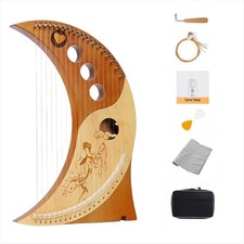 19-String Lyre Harp Kit - Ergonomic Lap Harp Instrument with Tuner Picks M...