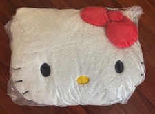 Hello Kitty Plush Pillow 15 Soft Sherpa Red Bow Cushion Decor Bed Couch NEW