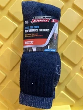 Dickies 3 Pr  Acrylic Thermal Crew Socks-400 Navy-Shoe Size 6-12-K312340-NWT
