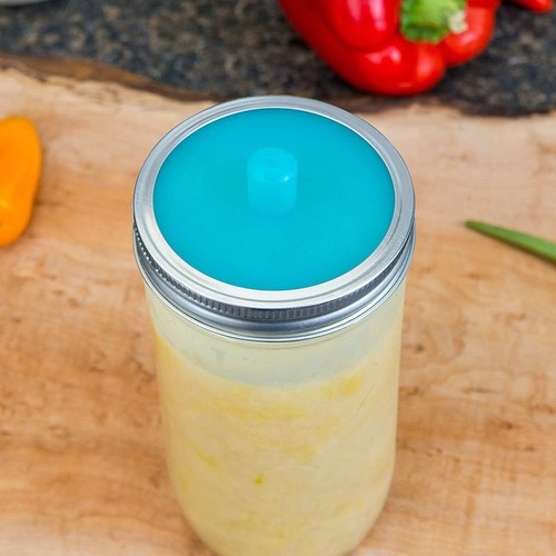 Pickle Pipe Fermentation Jar BPA-Free Silicone Lids Self-Sealing Pack of 4 - Picture 2 of 2
