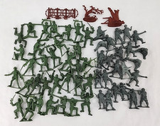 60Pc Lot Vintage Green Army Men Plastic Toy Soldier Figures 1980s