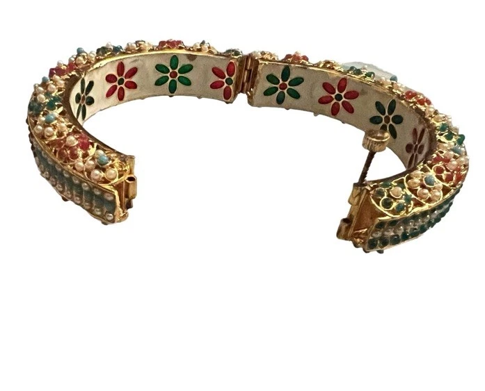 宝莱坞印度风格上釉新娘 Jadau Rajwadi 镀金婚礼手镯 — 第 2/4 张图片