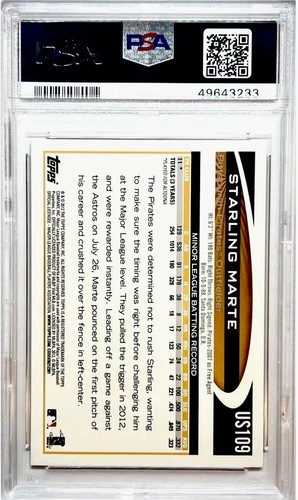 Starling Marte 2012 Topps Update Gold Sparkle #US109 Rookie RC PSA 9 Pirates - Picture 2 of 2
