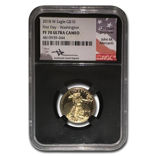 2018-W 1/4 oz American Gold Eagle PF-70 NGC (FDI Wash. Mercanti)