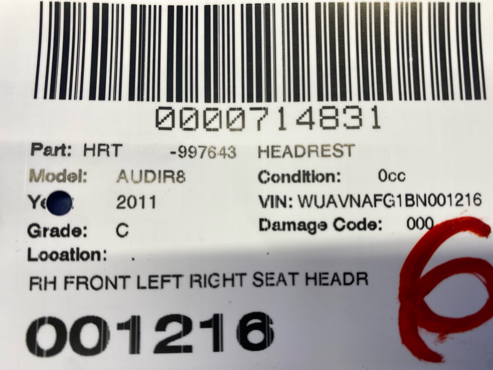 2008-2015 AUDI R8 FRONT LEFT RIGHT SEAT HEADREST HEAD REST SET BLACK LEATHER