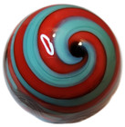 Contemporary Marble, 1 5/8" Diameter, Turquoise w/Red Swirl and Gold.  Lot 0133 — photo 2
