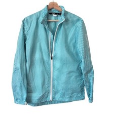 Abacus Sportswear Women Turquoise Gingham Lightweight Full Zip Jacket M Golf