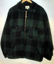 Men's Vtg Black & Dark Green Plaid Woolrich Jacket Sz 48 XXL