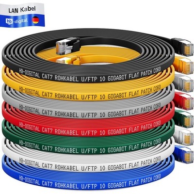 Cat7 Rohkabel Patchkabel Netzwerkkabel Flachkabel Ethernet LAN Internet 0,25-30m