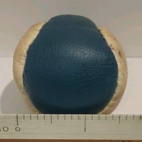 Vintage Unbranded Blue & White Faux Leather Hacky Sack Footbag - Picture 7 of 7