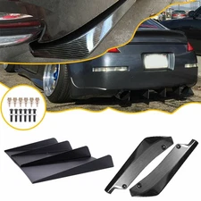 Rear Bumper Diffuser Shark Fin Spoiler Lip Splitter+Diffuser Splitter Black US