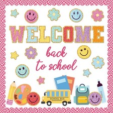 Qyeahkj Welcome Back to School Bulletin Board Set Boho Groovy Welcome Sign Cl...