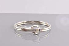 Sterling Silver Loop Double Band Buckle Hinged Bangle 925 Bracelet 38g Adj 6.75"