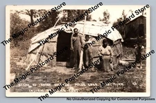 Domed Bark Wigwam OJIBWE Chippewa Indian Family RPPC Onamia Minnesota Photo 1933