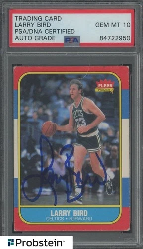 Larry Bird HOF Signed 1986 Fleer Basketball #9 Boston Celtics PSA/DNA 10 AUTO