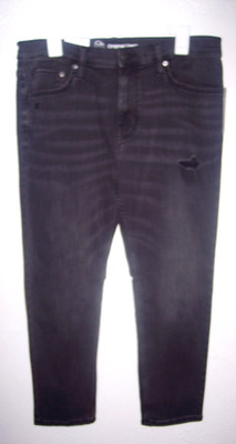 Original Use Mens 36x30 Black Distressed Slim Taper Straight Denim Jeans T5