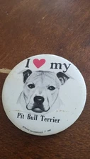 I Love My Pit Bull Terrier Pinback button strand Enterprises 1980