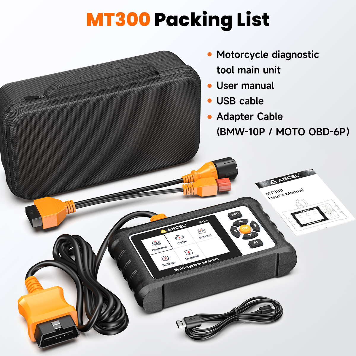 ANCEL MT300 Fit For BMW Motorcycle Scanner OBD2 Diagnostic Tool