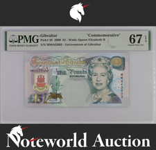 Gibraltar Commemorative 5 Pounds 2000 P 29 Prefix MM UNC PMG 67 EPQ 2nd TOP POP