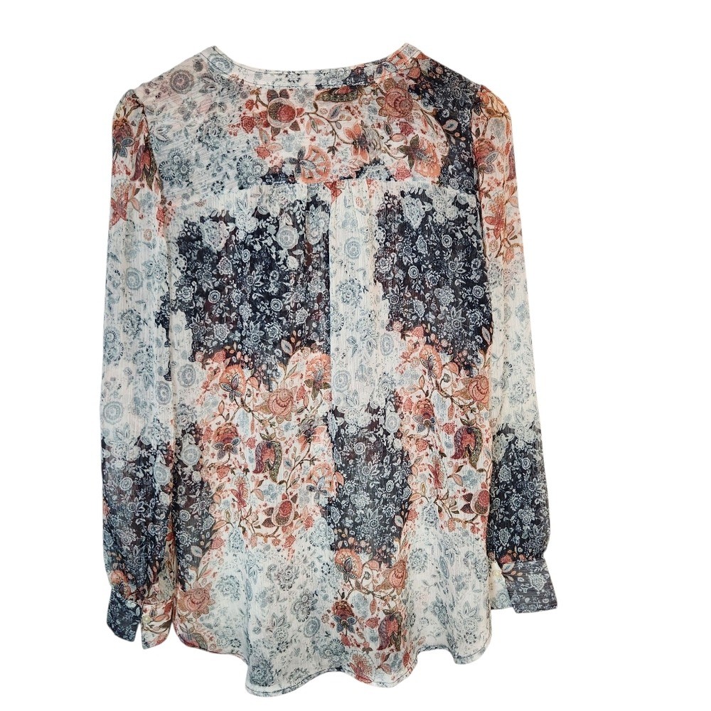 Loft Sheer Peasant Bib Patchwork Cottagecore Butt… - image 4