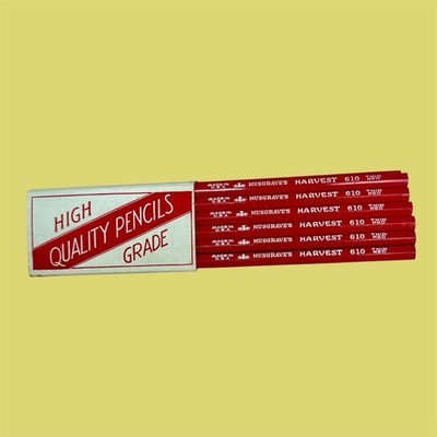 12 Vintage Musgrave 610 Harvest Thin Red Pencils High Quality Wood No Eraser HTF
