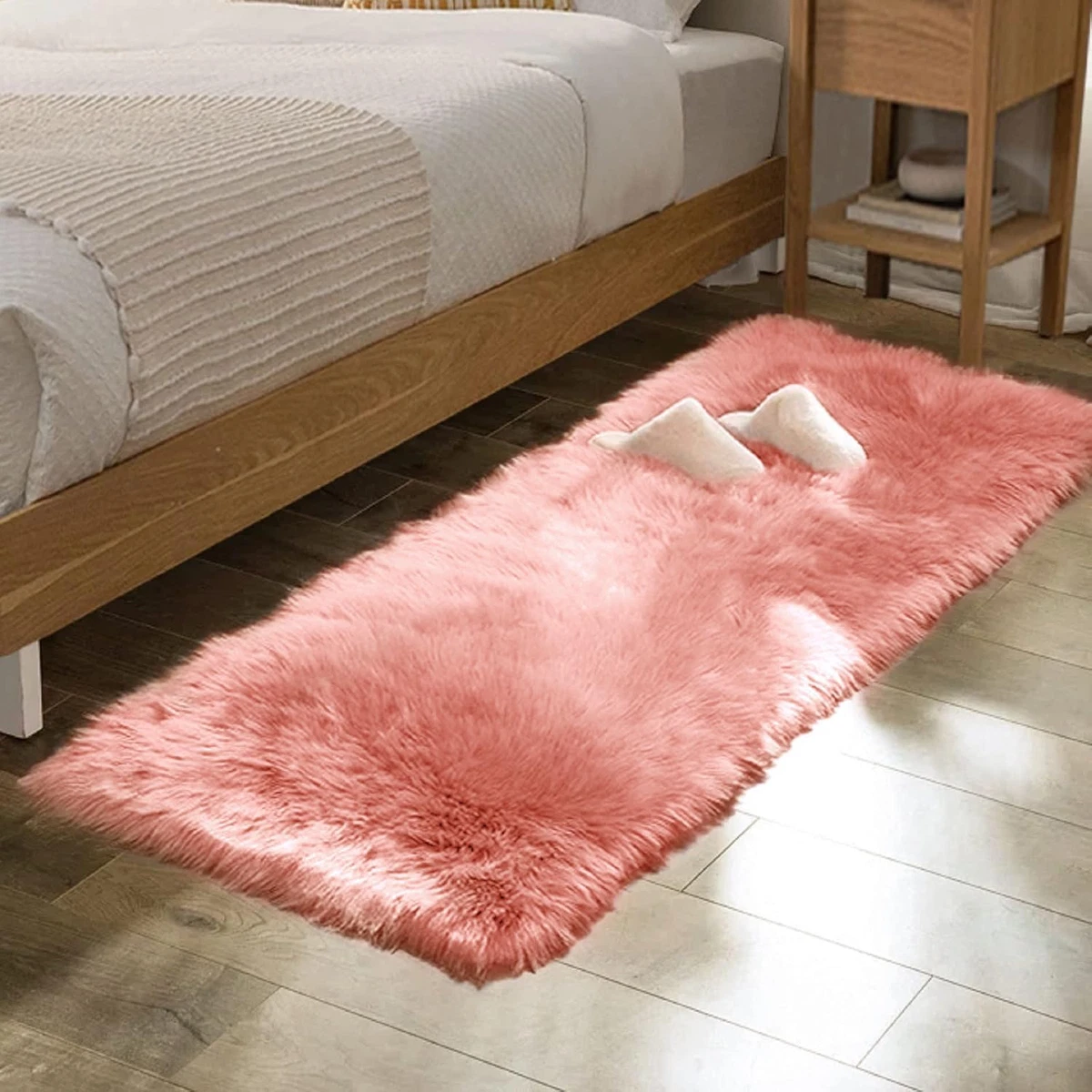 Keeko Tappeto Shaggy Rosa Soffice | Camera Da Letto Ragazze, Soggiorno, Camera Bambini | Antiscivolo, Lavabile, 0,6x1,2m