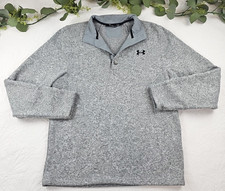 Under Armour Fleece Lined 1/4 Button Pullover Sweater Size M Fitted Coldgear