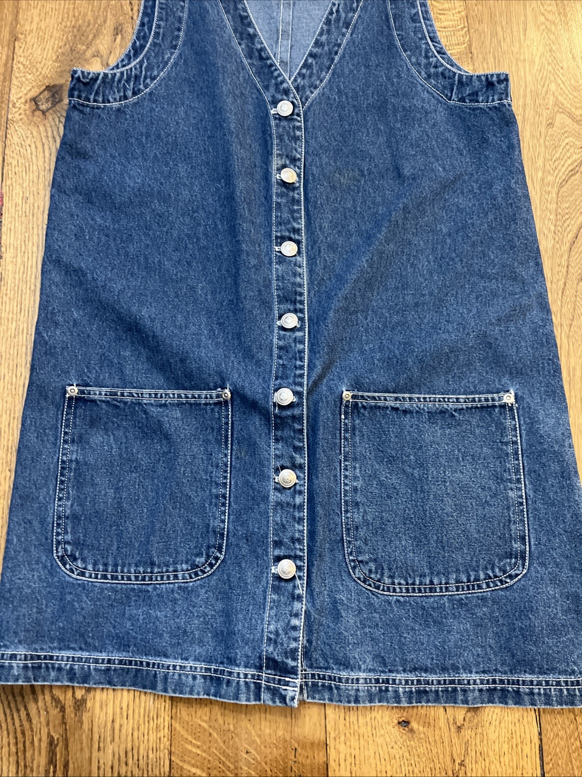 Basic Editions Denim Sleeveless Button Front Dres… - image 2