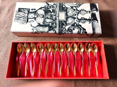 Christofle - Vergoldeter Dessertlöffel Set 12 Stück