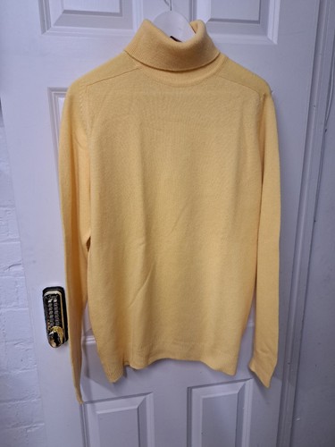 Pringle Of Scotland Roll Neck Jumper Large 42 Yellow Turtle Merino Wool London