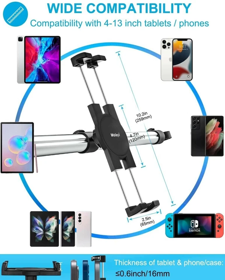 Duo Car Back Seat Headrest Holder Mount For iPad Tablet Phone Samsung Universal - Image 3 of 4