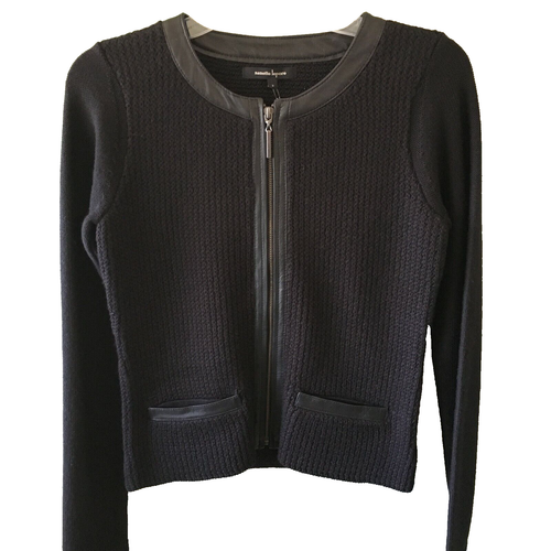 nanette lepore sweater size Small black intrepid cardigan zip leather ...