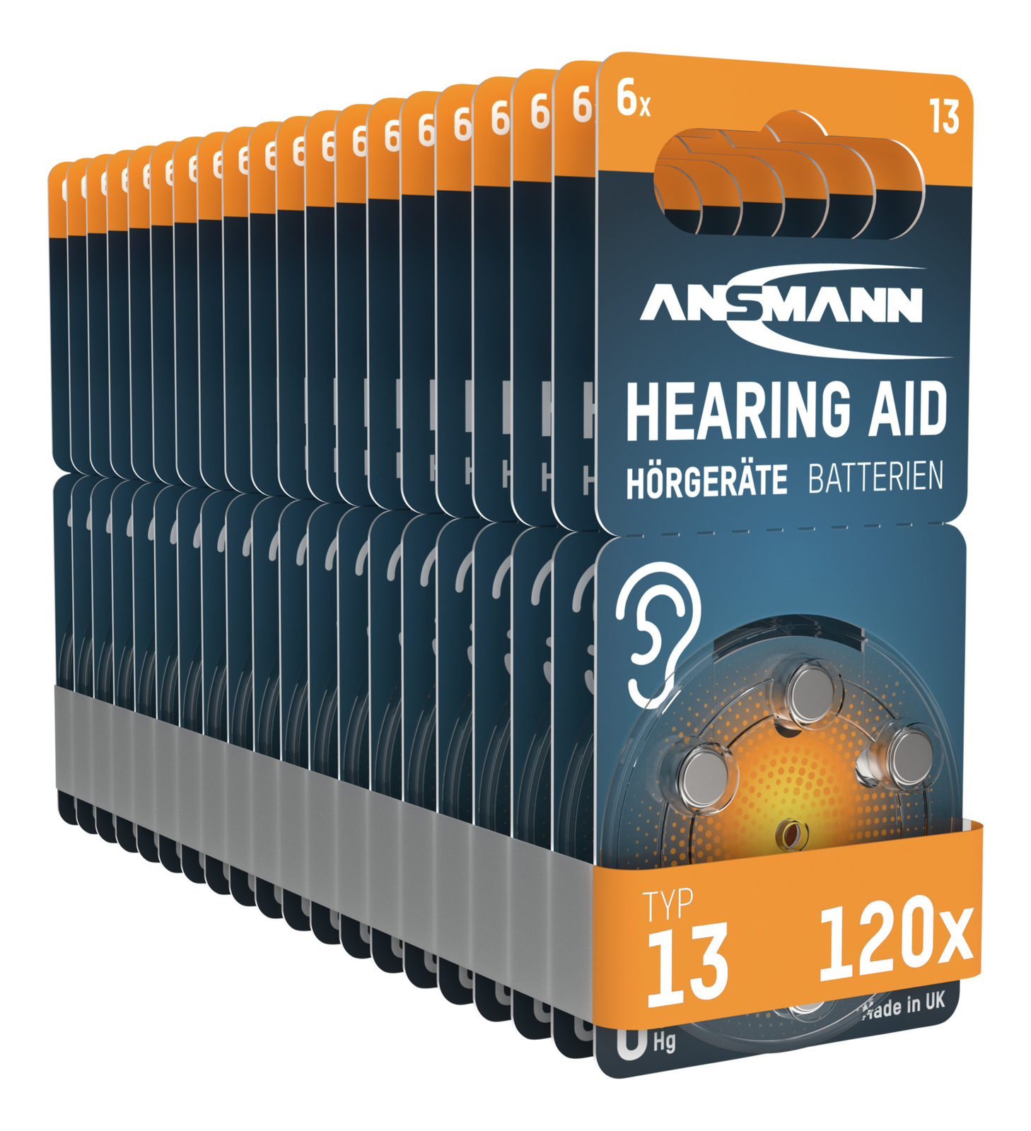 ANSMANN Hörgerätebatterien Typ 13 P13 PR48 ZL2, 120 Stück