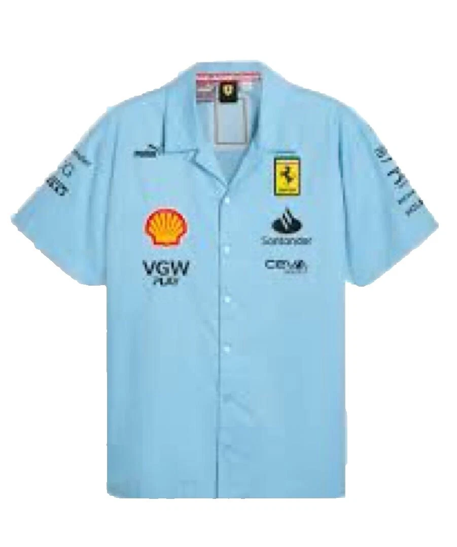 Ferrari Short Sleeve Casual Button-Down Shirts for Men