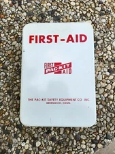 Vtg Pac-Kit Safety Equipment Co. First Aid Kit w Contents 16 Unit Greenwich CT