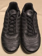 2019 Mens Nike Air Max Plus TN Triple Black Leather Sneakers AJ2029-001 Sz 9