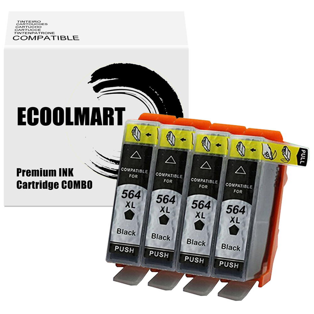 4 Black Ink Cartridge replace for HP 564XL PhotoSmart 5520 5510 B110a B210b 6520