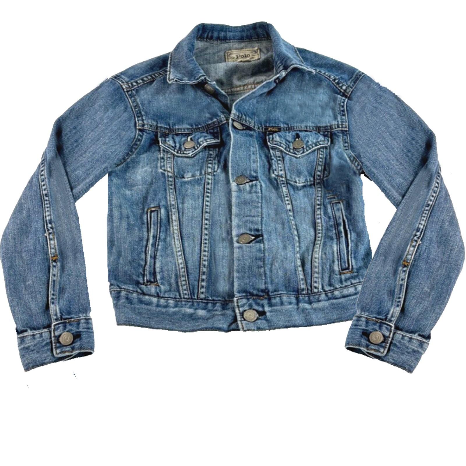 Polo Ralph Lauren Jean Jacket y2k Light Blue Crop Denim Trucker Womens XS