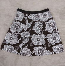 Talbots Women's Sz 10P A-line Knee Length Brown White Paisley Skirt