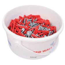 TUB OF SCREWS 8 X11/2" AND RED WALL PLUGS  500
