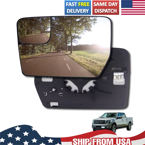 Mirror Glass Spotter W/ Heated Fit ForFORD F150 F-150 2011-2014 13◮ Driver Side