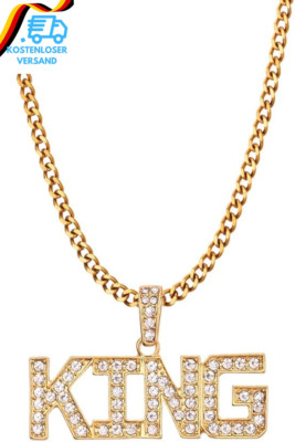Liitata Hip Hop Gold Halskette KING Zeichen Halskette Rockstar Rapper Punk Gold