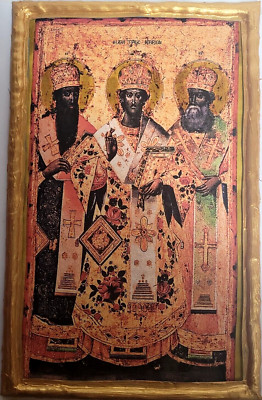 Three Holy Hierarch Saints Gregory St John St Basil Tinos Greek Orthodox Icon