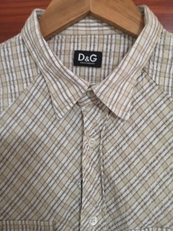 Dolce And Gabbana olive green, beige Shirt. Borderline personality. Exc. Cndn - Image 3 of 4