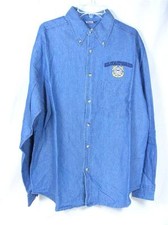 United States US Coast Guard Long Sleeve Denim Shirt 100 Cotton Navy Blue