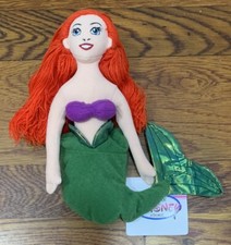Disney Store Plush Princess Ariel Bean Bag Doll The Little Mermaid Red Yarn Hair